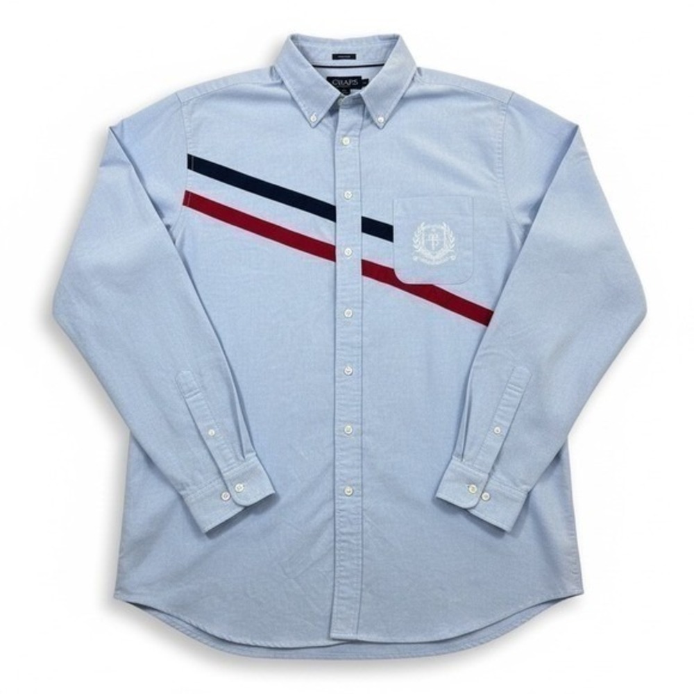 U.S. Polo Assn Men's XLT Oxford‎ Shirt Blue Stripe Crest Logo Stretch
